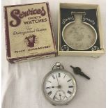 An 800 silver cased pocket watch with blue steel hands and subsidiary second hand.