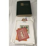 A green Cardinal stamp album of world stamps together with sheets of 1981 Royal stamp sheets.