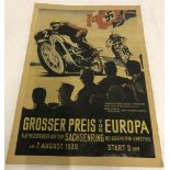 A vintage reproduction poster, 1938 motorcycle racing.