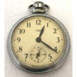 A vintage chrome cased Smiths Empire pocket watch.