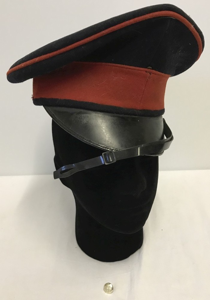 Military peaked cap with lamb & flag buttons (one needs reattaching)