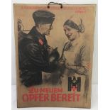 A German WWII pattern Red Cross advert on heavy cardboard.