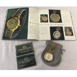 A Coinwatch 23ct gold plated pocket watch with chain, together with pouch and paperwork.