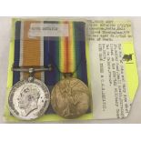 A WWI medal pair named to 30116 Pte. P. West. Worc.R.
