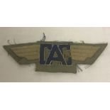 Civil Air Guard Pilots wings cloth badge.