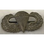 WW2 silver plated US Paratrooper wings. Made by J.R. Gaunt, London