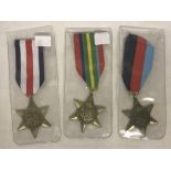 3 British WWII pattern George VI Star medals.