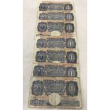 20 blue Peppiatt one pound bank notes.