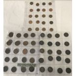 4 sheets containing 80 vintage Penny's and half penny's.