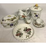 5 pieces of Royal Worcester "Evesham" ceramics together with one other.