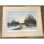 A Ltd Ed print by Norfolk Artist Colin Burns, "The Winter Dyke", Numbered 292/475.