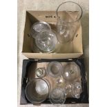 2 boxes of assorted clear glass items.