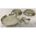 A quantity of silver and white metal items to include a silver Walker & Hall ashtray, approx. 49g.