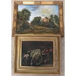 2 gilt framed oil on boards.