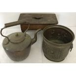 A vintage large brass teapot and planter.