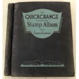 A vintage Quickchange illustrated stamp album containing world stamps.