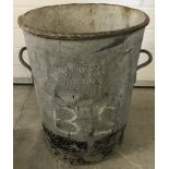 A vintage galvanised 2 handled bin.