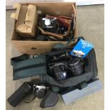 A box of photographic equipment.