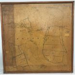 A framed paper map of Brisley, Norfolk. Mounted on board.