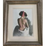 Domingo Alvarez Gomez (Spanish b1942) - pastel of a woman showing her naked back.