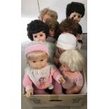 A box of 8 large vintage vinyl dolls.