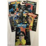 9 vintage Issues of Batman comic books by DC Comics.