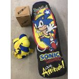 A vintage Sonic the Hedgehog skateboard