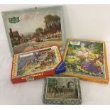 3 boxed wooden vintage jigsaw puzzles together with one other.