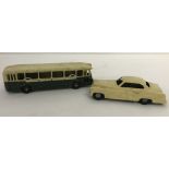 A French Dinky Autobus Parisien together with an American Buick diecast car (Maker not known).