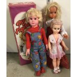 3 large vintage vinyl dolls.