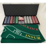 A large aluminium cased poker/blackjack set.