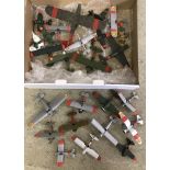 A box containing 24 assembled and painted kit military style aeroplanes.