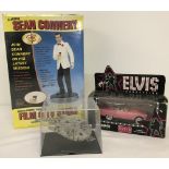 Sean Connery display figure (sealed) by Juniper together with Elvis Ford Thunderbird model by Corgi.