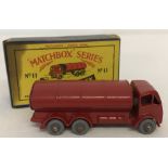A boxed Matchbox #11 ERF Esso red Petrol Tanker.
