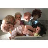 Collection of 6 large vintage vinyl dolls c1970/80's.