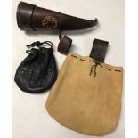 3 modern re-enactment leather pouches.