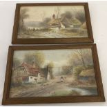 A pair of small framed and glazed watercolours, signed to lower left R.T.Wilding, and one dated 1910