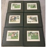 A set of 6 framed and glazed Chas Crombie lithographs.