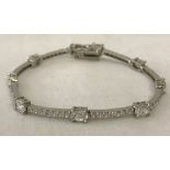 A decorative clear stone set 925 silver bracelet.