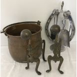 A collection of assorted metal ware items.