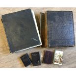 2 vintage leather bound family bibles together with 4 small common prayer books.