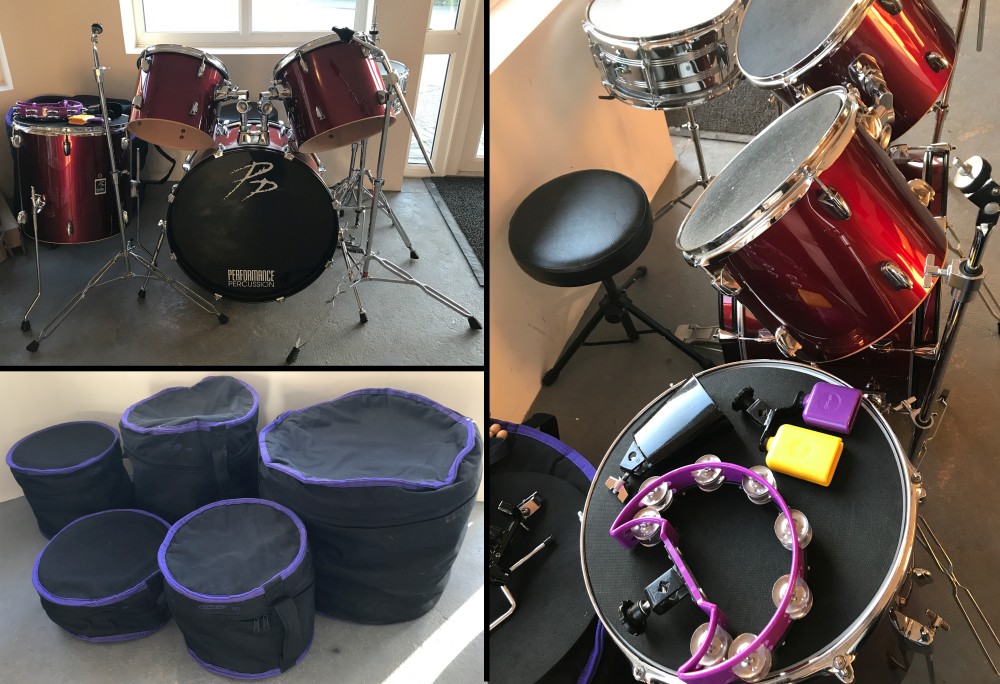 A Premier Percussion Drum Kit and accessories.