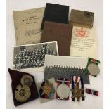WW2 medal group and other items for T/10705739 Sapper S. J. Rideout, Royal Engineers.