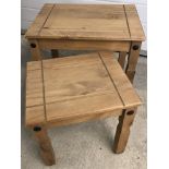 A nest of 2 modern pine Corona style tables.