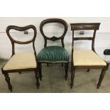 3 vintage mahogany bedroom/hall chairs.