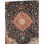 A new Keshan pattern rug with blue background.