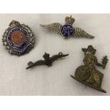 4 small military badges.