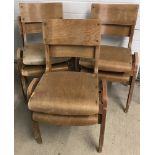 6 vintage light wood stacking school chairs.