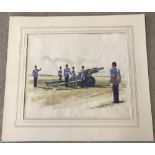 A watercolour depicting Canadian Artillery 1961 by Frank Scott.