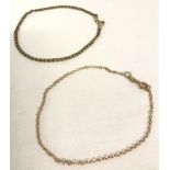 2 x 9ct gold chain bracelets.